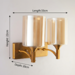 Proudome Double Amber Glass Wall Light | Gold Finish Decorative Wall Sconce | Bulbs Not Included - Image 6