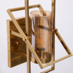 Proudome Modern Amber Glass Wall Light with Geometric Gold Frame (Bulb Not Included) - Image 5