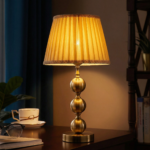Proudome Luxury Gold Table Lamp with Pleated Fabric Shade for Elegant Home Décor (Bulb Not Included) - Image 4