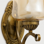 Proudome Amber Glass Wall Light with Antique Gold Finish for Elegant Interiors (Bulb Not Included) - Image 5