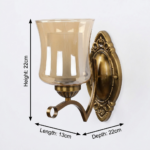 Proudome Amber Glass Wall Light with Antique Gold Finish for Elegant Interiors (Bulb Not Included) - Image 6