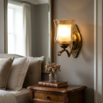 Proudome Amber Glass Wall Light with Antique Gold Finish for Elegant Interiors (Bulb Not Included) - Image 3