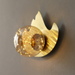 Proudome Amber Glass Fairy LED Wall Light | Decorative Gold Wall Fixture - Image 4