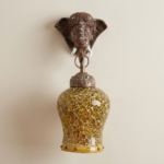 Proudome Elephant Mosaic Glass Wall Light | Decorative Ethnic Hanging Lantern (Bulb Not Included) - Image 2
