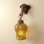Proudome Elephant Mosaic Glass Wall Light | Decorative Ethnic Hanging Lantern (Bulb Not Included)