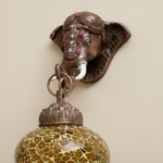 Proudome Elephant Mosaic Glass Wall Light | Decorative Ethnic Hanging Lantern (Bulb Not Included) - Image 5