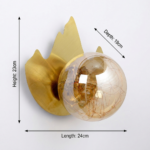Proudome Amber Glass Fairy LED Wall Light | Decorative Gold Wall Fixture - Image 6