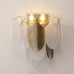 Proudome Decorative Glass Leaf Wall Light | Luxury Gold Artistic Wall Sconce (Bulb Not Included)