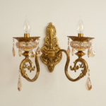 Proudome Luxury Glass Wall Light | Vintage Gold Decorative Crystal Wall Sconce (Bulb Not Included) - Image 2