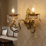 Proudome Luxury Glass Wall Light | Vintage Gold Decorative Crystal Wall Sconce (Bulb Not Included) - Image 3