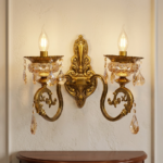Proudome Luxury Glass Wall Light | Vintage Gold Decorative Crystal Wall Sconce (Bulb Not Included)
