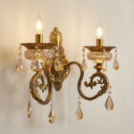 Proudome Luxury Glass Wall Light | Vintage Gold Decorative Crystal Wall Sconce (Bulb Not Included) - Image 4