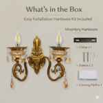 Proudome Luxury Glass Wall Light | Vintage Gold Decorative Crystal Wall Sconce (Bulb Not Included) - Image 7