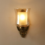 Proudome Amber Glass Wall Light with Antique Gold Finish for Elegant Interiors (Bulb Not Included) - Image 4