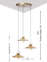 Amber Glass 3 Hanging Pendant Light - Image 9