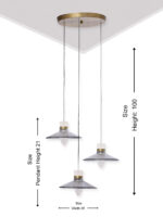 Smoky Glass 3 Hangings Pendant Light - Image 9
