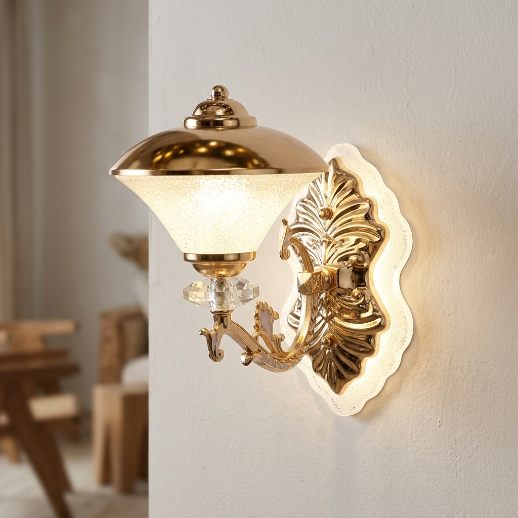 download (20) Proudome 3 Color Mode LED Wall Light with Acrylic Diffuser & Gold Finish - Image 1