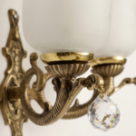 Proudome Antique Brass Double Wall Light with Frosted Glass & Crystal Hanging | Luxury Vintage Wall Lamp (Bulb Not Included) - Image 5