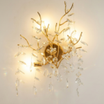 Proudome Crystal Hanging Wall Light | Luxury Gold Designer Wall Lamp | G9 Bulb Included