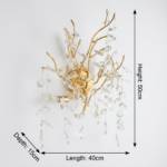 Proudome Crystal Hanging Wall Light | Luxury Gold Designer Wall Lamp | G9 Bulb Included - Image 6