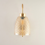 Proudome Gold Finish Textured Glass Wall Light | Decorative Indoor Wall Sconce | Bulb Not Included - Image 2