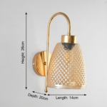 Proudome Gold Finish Textured Glass Wall Light | Decorative Indoor Wall Sconce | Bulb Not Included - Image 6