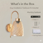 Proudome Gold Finish Textured Glass Wall Light | Decorative Indoor Wall Sconce | Bulb Not Included - Image 7