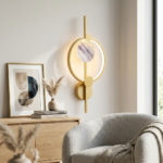 Proudome 3 Color Mode LED Wall Light | Modern Gold & Marble Accent Decorative Wall Lamp - Image 3
