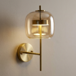 Proudome Amber Glass LED Wall Light with Gold Finish for Modern Luxury Interiors