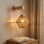 Proudome Jute & Wooden Wall Light – Modern Rustic Decorative Wall Lamp for Stylish Interiors (Bulb Not Included)