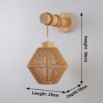 Proudome Jute & Wooden Wall Light – Modern Rustic Decorative Wall Lamp for Stylish Interiors (Bulb Not Included) - Image 6