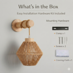 Proudome Jute & Wooden Wall Light – Modern Rustic Decorative Wall Lamp for Stylish Interiors (Bulb Not Included) - Image 7