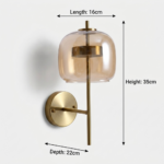 Proudome Amber Glass LED Wall Light with Gold Finish for Modern Luxury Interiors - Image 6