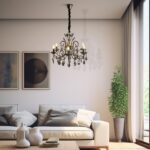 Metallic Black Chandelier With Crystals - Image 3
