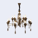 Glossy Black Chandelier With Hanging Crystals - Image 3