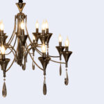 Glossy Black Chandelier With Hanging Crystals - Image 5