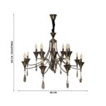 Glossy Black Chandelier With Hanging Crystals - Image 7