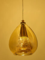 Amber Glass LED Hanging Lamp - Image 4