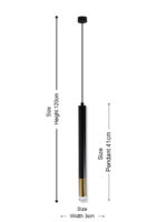 Black and Gold LED Cylinder Pendant Light - Image 9