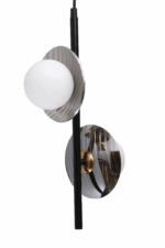 White Frosted and Smokey Glass Pendant Light - Image 9