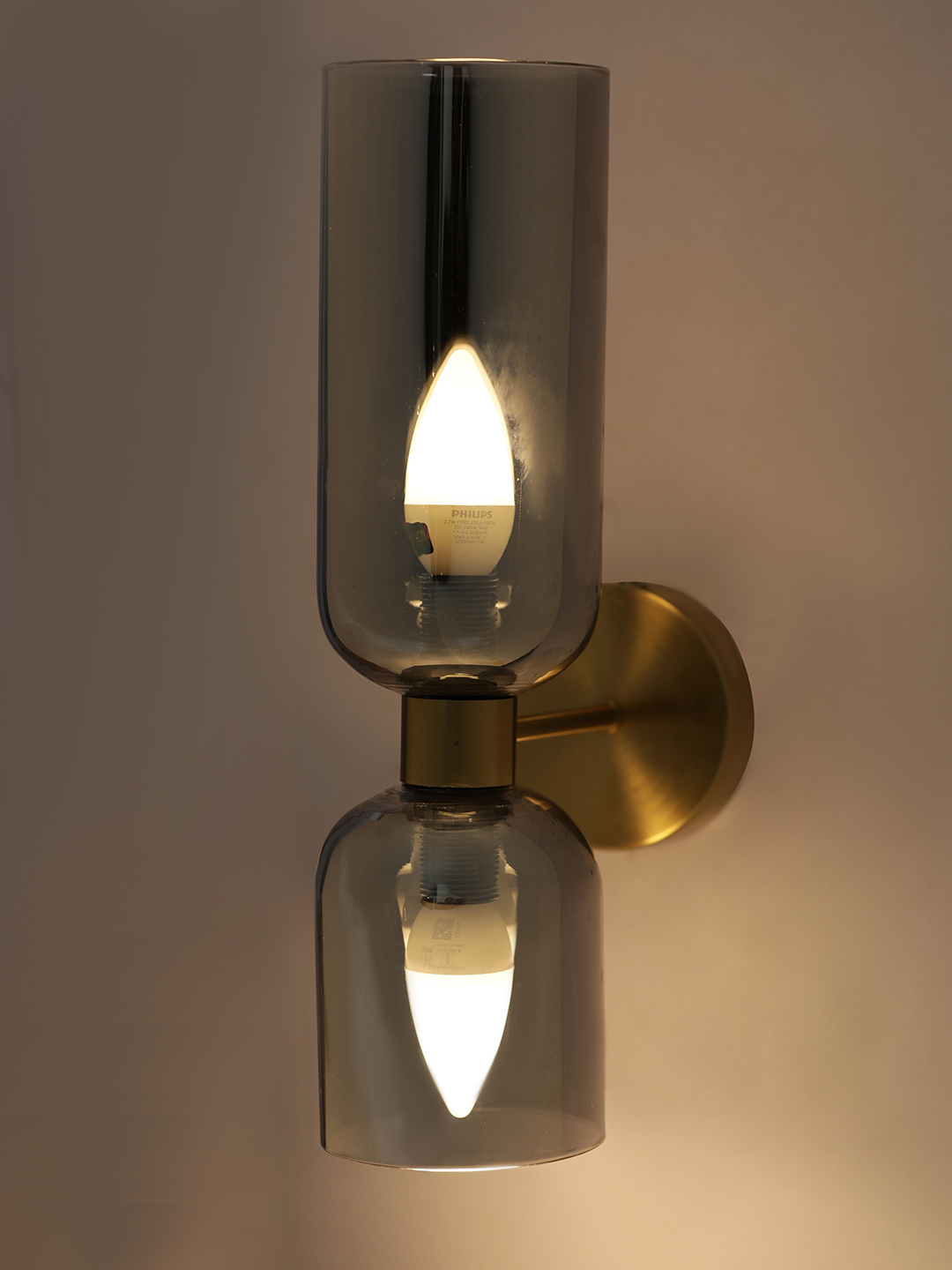 PHWL-10-0336-3 Smokey Glass Up Down Wall Light (Bulb Not Included) - Image 1