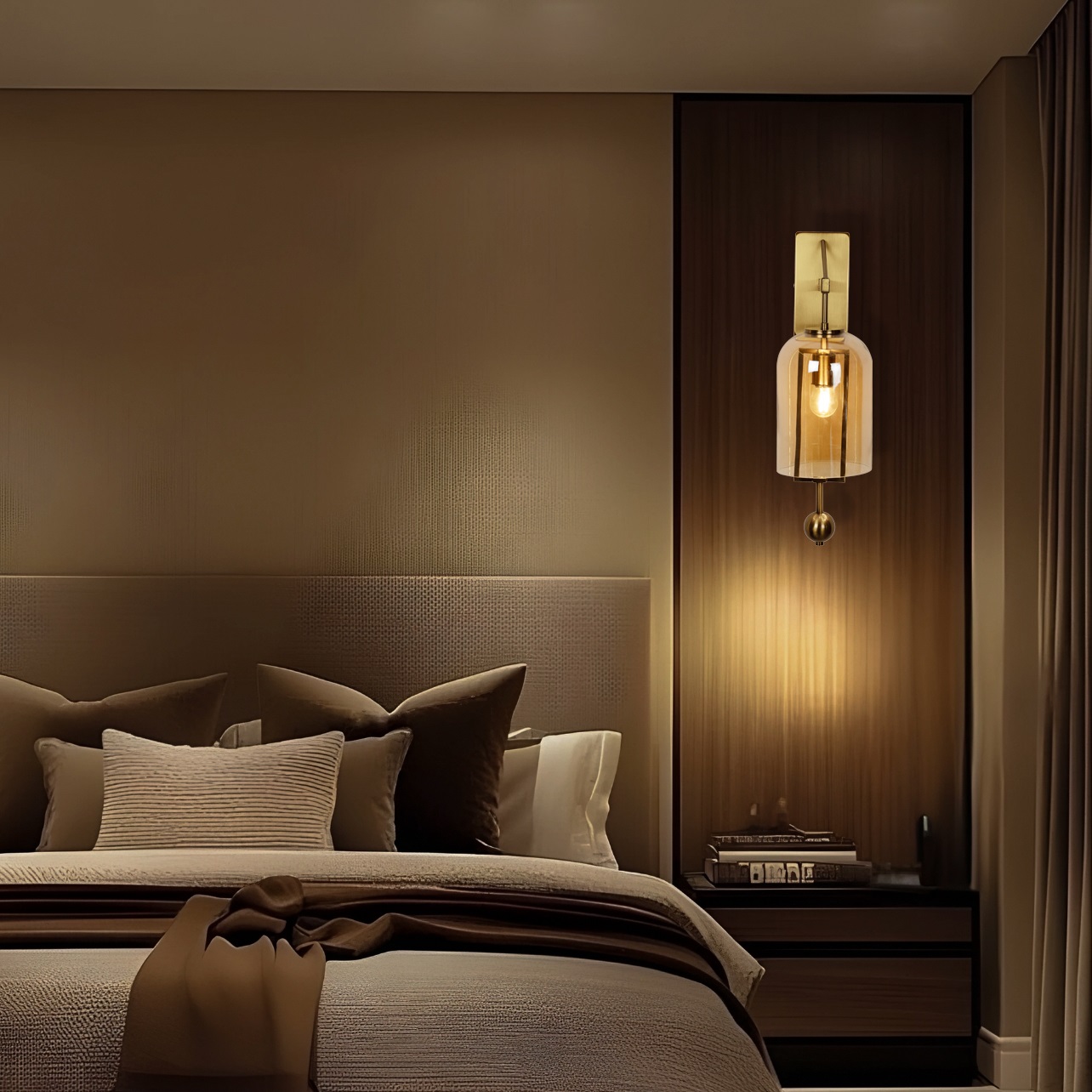 wardroom - 1 Decorative Amber Glass Wall Light (Bulb Not Included) - Image 1