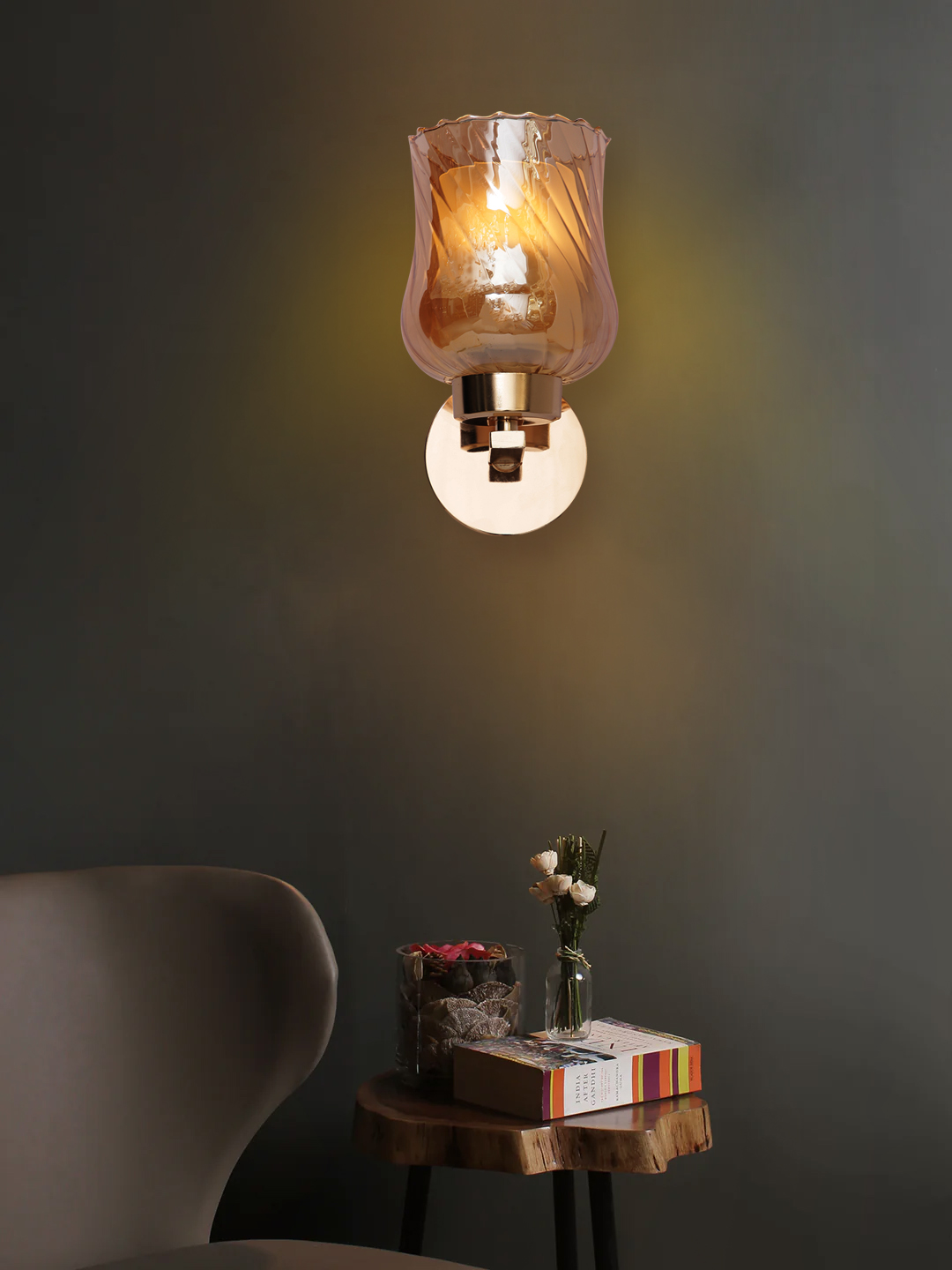PHWL-11-0145 Amber Glass Wall Lamp (Bulb Not Included) - Image 1