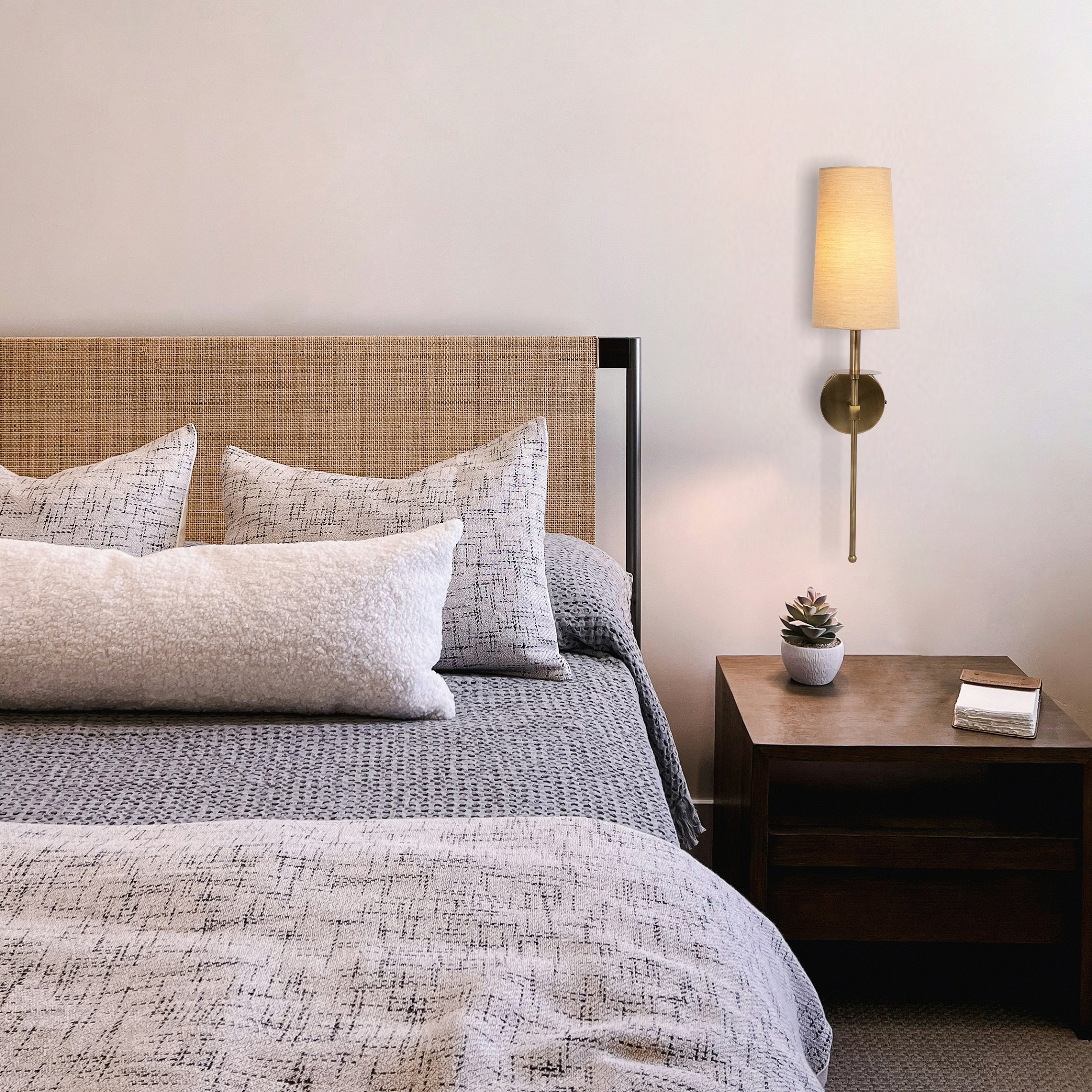 PHWL-13-0298-2 Beige Color Fabric Wall Lamp (Bulb Not Included) - Image 1