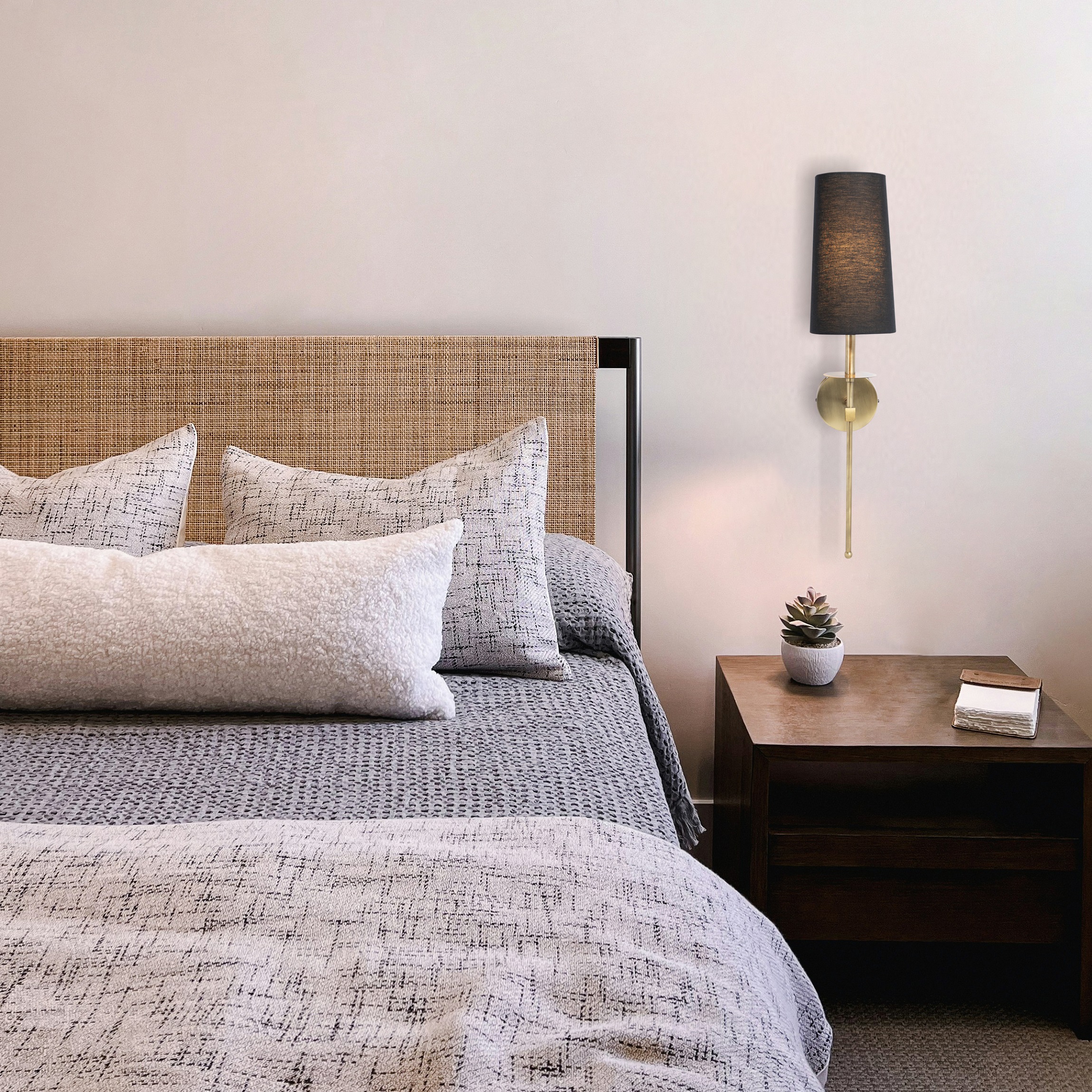 PHWL-13-0299-2 Black Color Fabric Shade Wall Lamp (Bulb Not Included) - Image 1