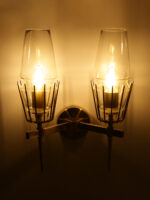 Two Clear Glass Holders Wall Lamp (Bulb Not Included) - Image 2