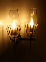 Two Clear Glass Holders Wall Lamp (Bulb Not Included) - Image 4