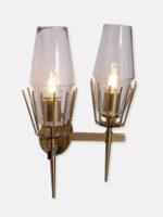 Two Clear Glass Holders Wall Lamp (Bulb Not Included) - Image 3
