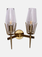 Two Clear Glass Holders Wall Lamp (Bulb Not Included) - Image 5