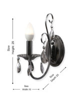 Black Metal Wall Light with Hanging Crystal (Bulb Not Included) - Image 8